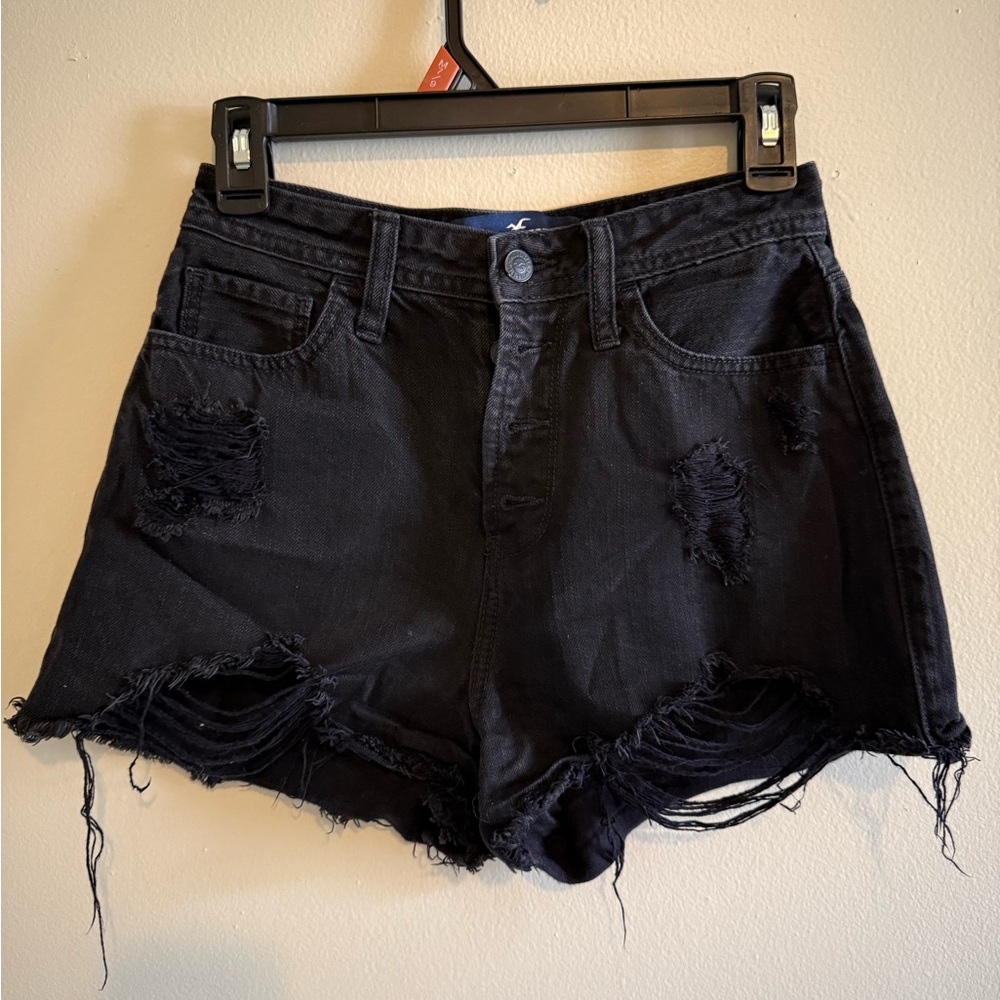 Hollister Black Distressed Jean Shorts